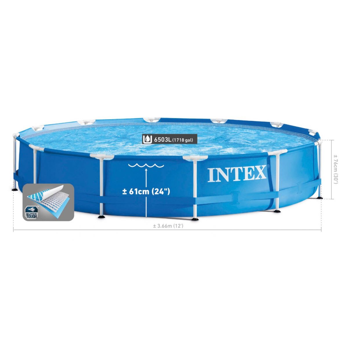Каркасный бассейн 366х76 см без фильтра, круглый, прочный ПВХ, INTEX 28210NP Каркасный бассейн 366х76 см без фильтра, круглый, прочный ПВХ, INTEX 28210NP