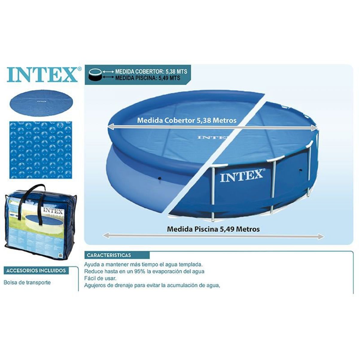 Солнечное покрывало 5,49 м для круглого бассейна INTEX 28015 Солнечное покрывало 5,49 м для круглого бассейна INTEX 28015