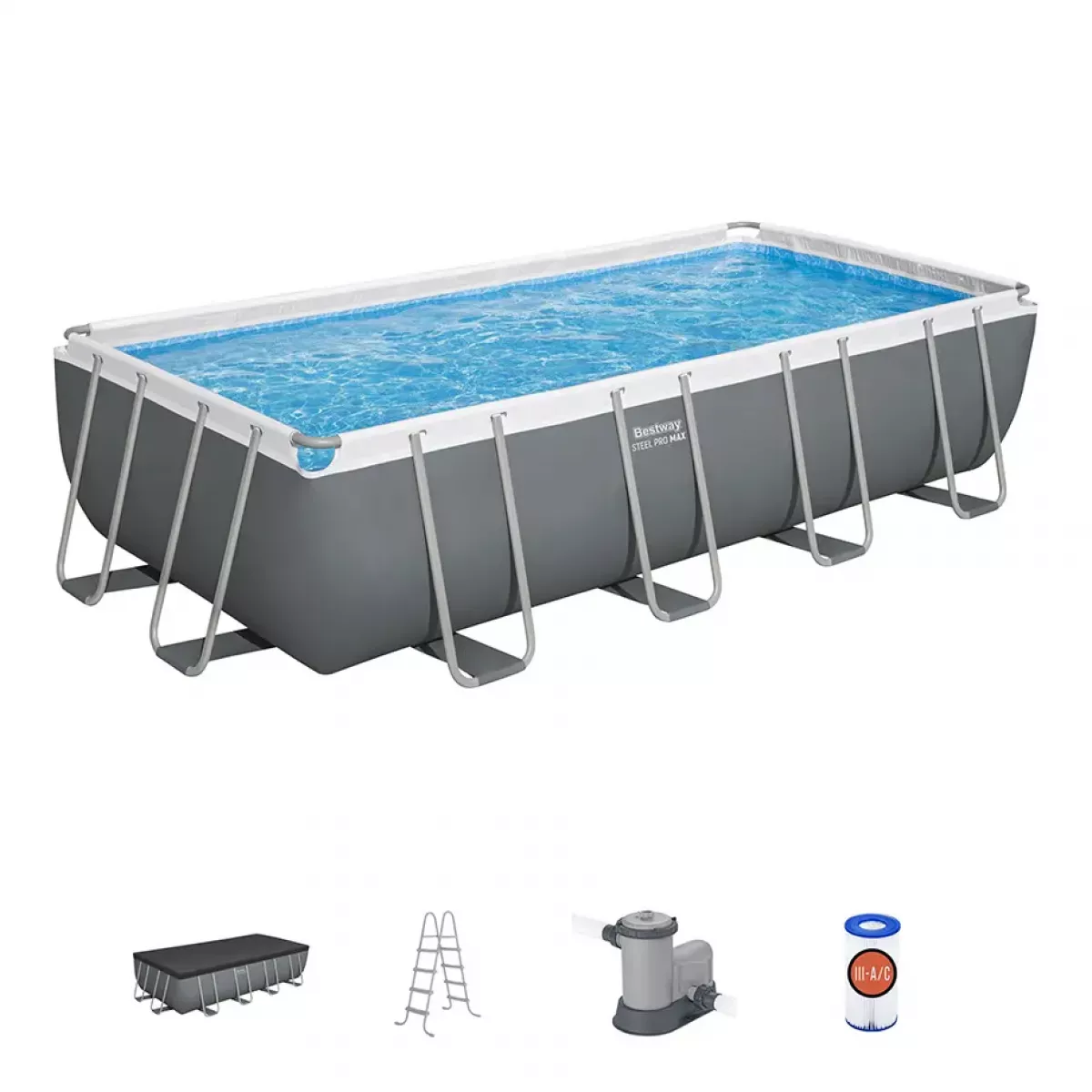 Каркасный бассейн 549x274x122 см, прямоугольный, с аксессуарами, BESTWAY 56465 Каркасный бассейн 549x274x122 см, прямоугольный, с аксессуарами, BESTWAY 56465